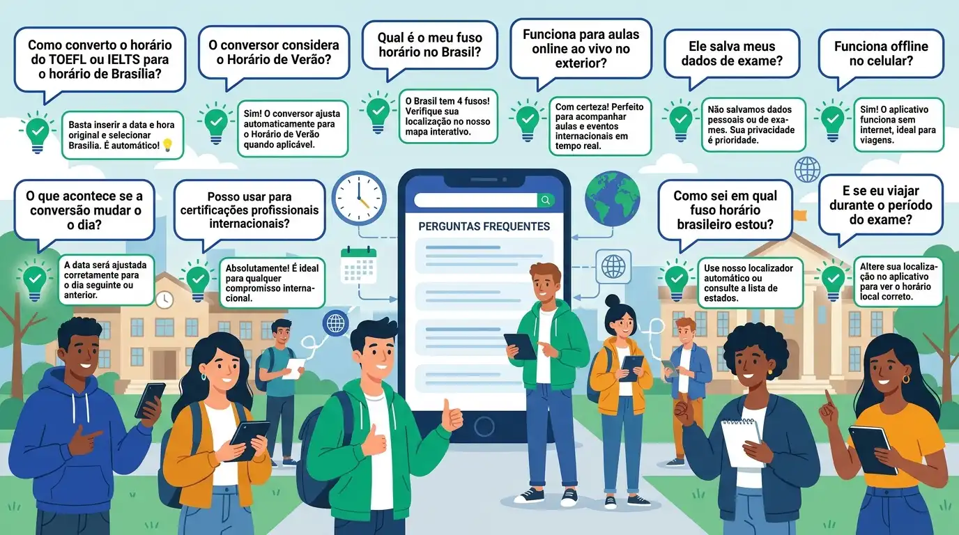 Perguntas frequentes sobre o conversor de fuso horário