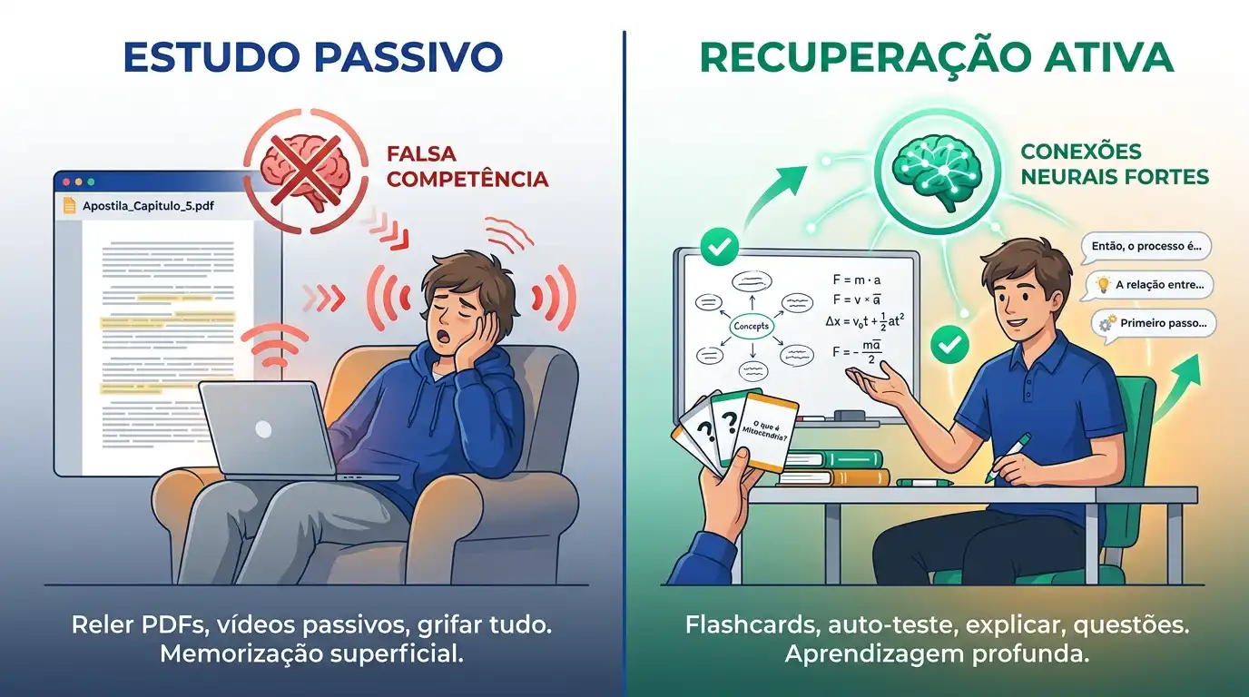 Revisão ativa versus releitura passiva