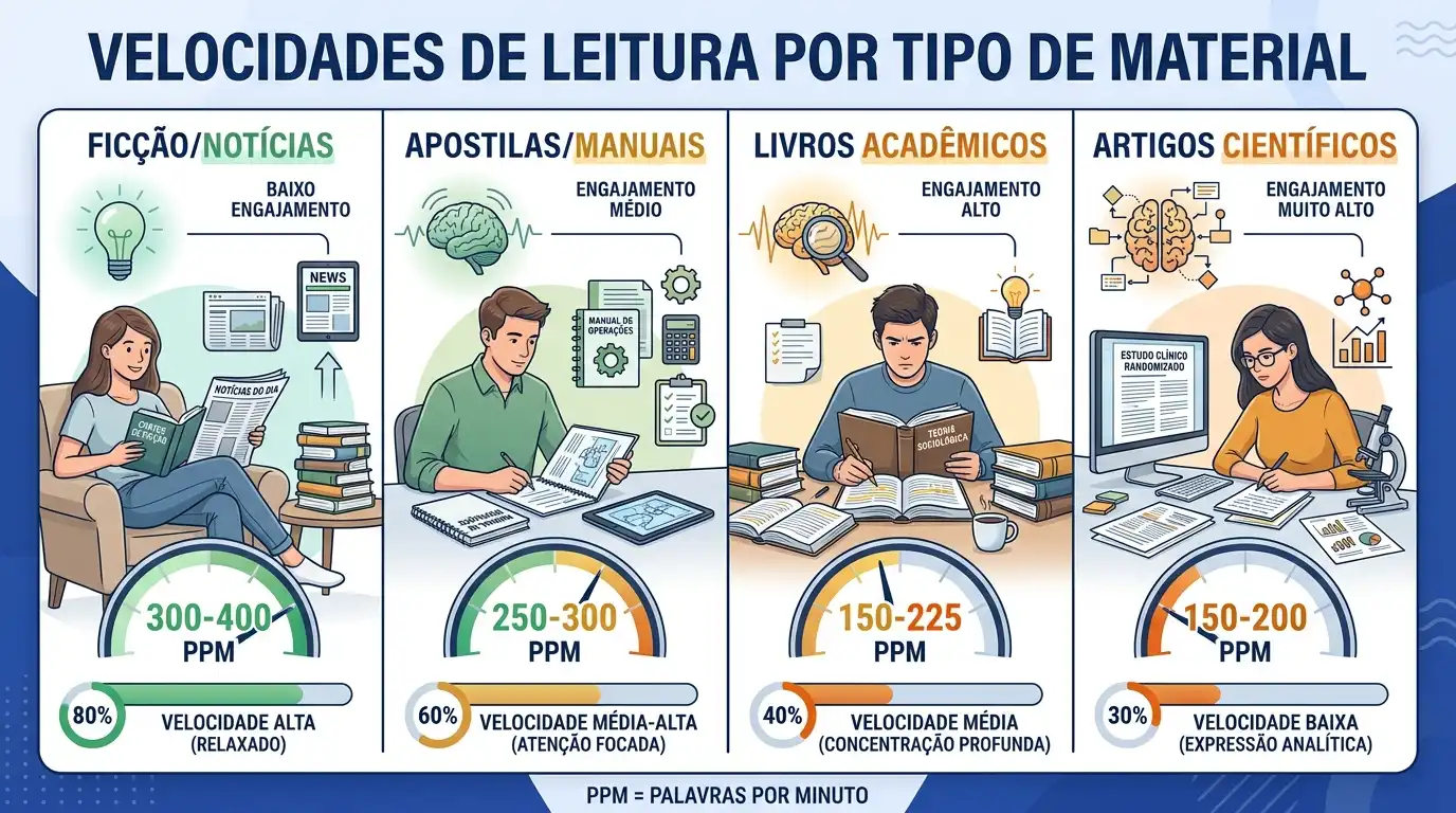 Entendendo os diferentes ritmos de leitura por tipo de texto
